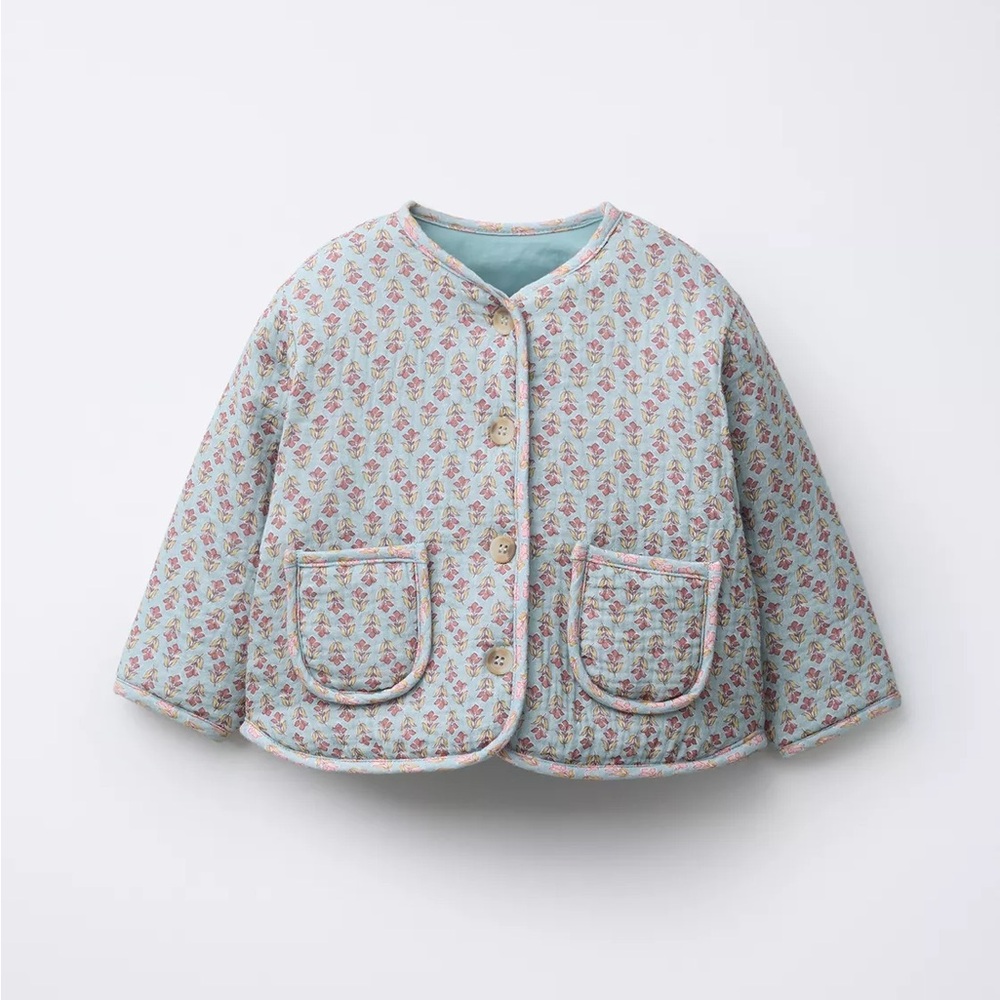 Floral Quilted Jacket - Blue